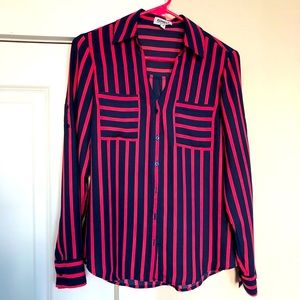 Express Pink & Navy Portofino ButtonUp Dress Shirt